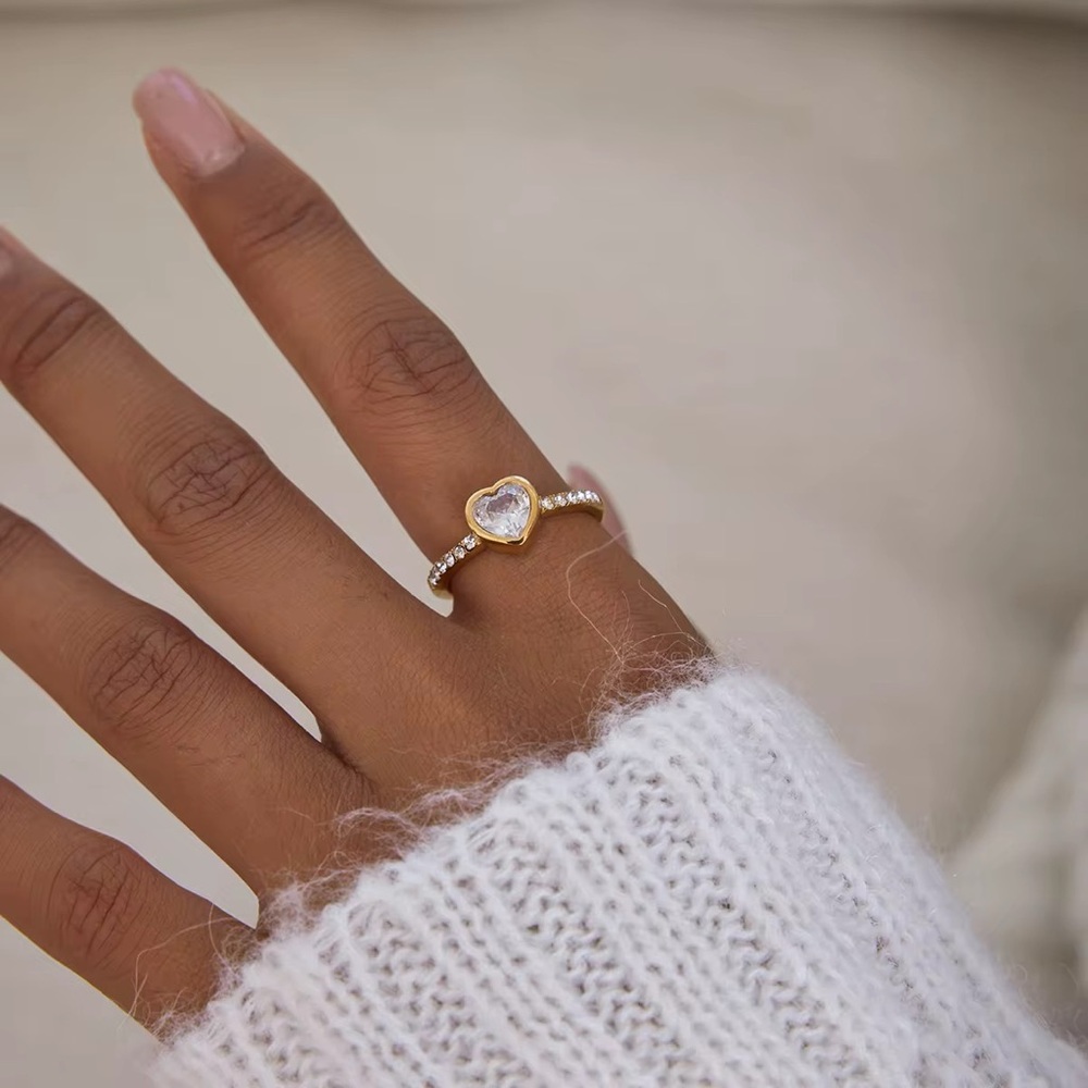 18K Gold Plated Cubic Zirconia Heart Ring